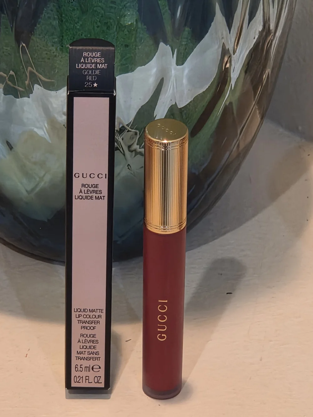 Gucci Rouge à Lèvres Liquide Mat Lip Color 25 Goldie Red 6.5mL New in Box